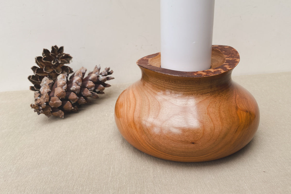 Large Elm Wood Candle Holder – One of a Kind