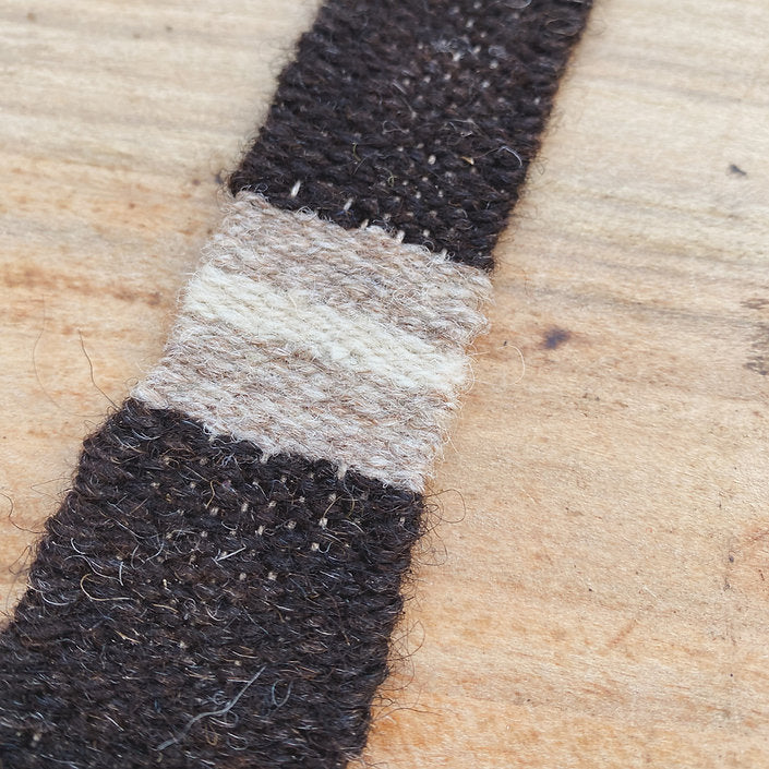 Woven bookmark - Brown with cream stripe