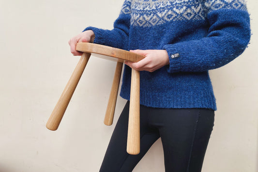 Modern Milking Stool With Contrasting Stripes