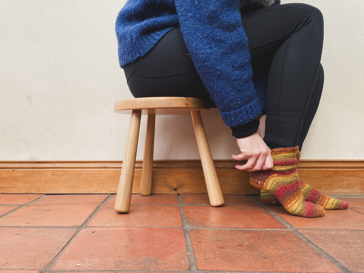 Modern Milking Stool With Contrasting Stripes