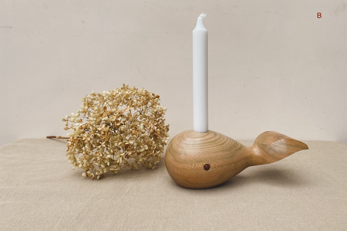 Hand Turned Wooden Whale Candle Holder