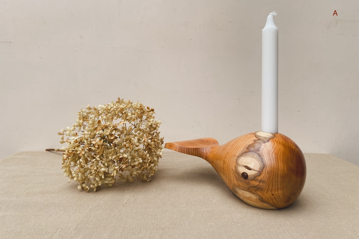Hand Turned Wooden Whale Candle Holder
