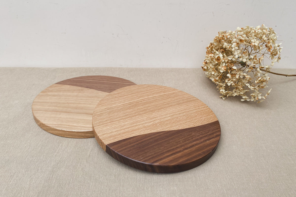 Handcrafted Two-Tone Oak & Walnut Wooden Trivet / Placemat