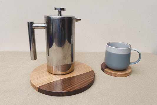 Handcrafted Two-Tone Oak & Walnut Wooden Trivet / Placemat