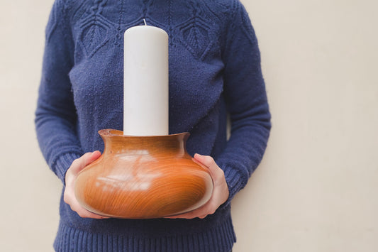 Large Elm Wood Candle Holder – One of a Kind
