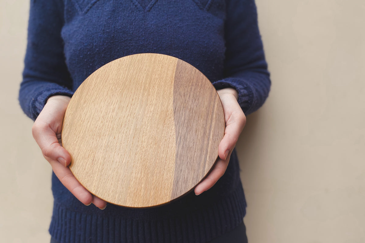 Handcrafted Two-Tone Oak & Walnut Wooden Trivet / Placemat
